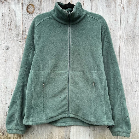 Columbia full zip front closure unlined cozy fleece sweater jacket forest green - Picture 2 of 13